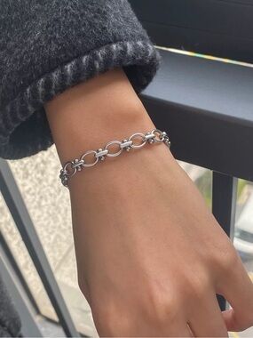 Silver-Tone Stainless Steel Link Chain Bracelet